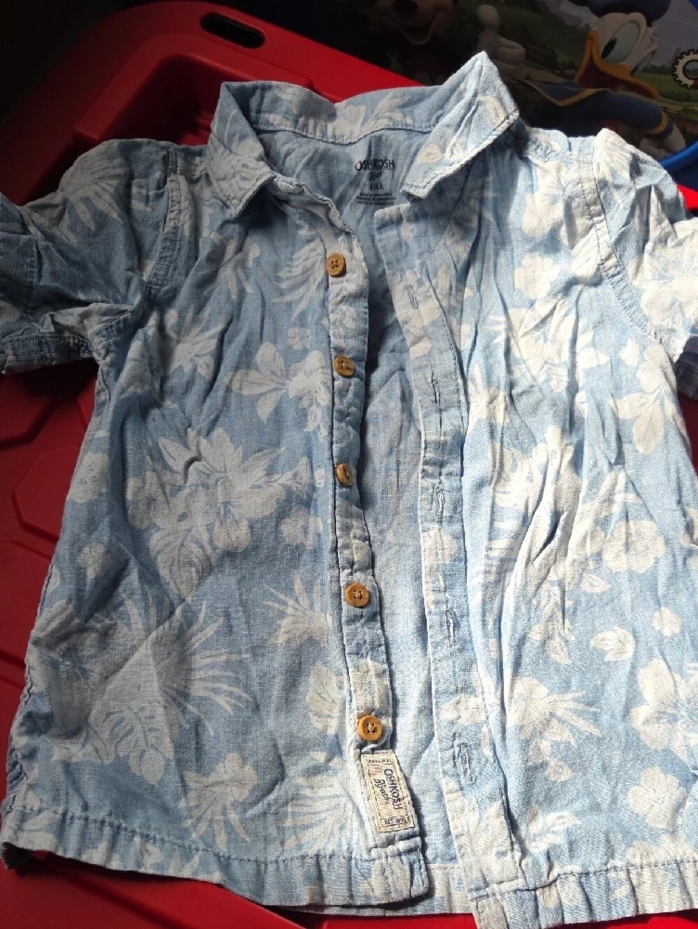 OshKosh B'gosh Light Blue Floral Matching Shirt & Shorts Set